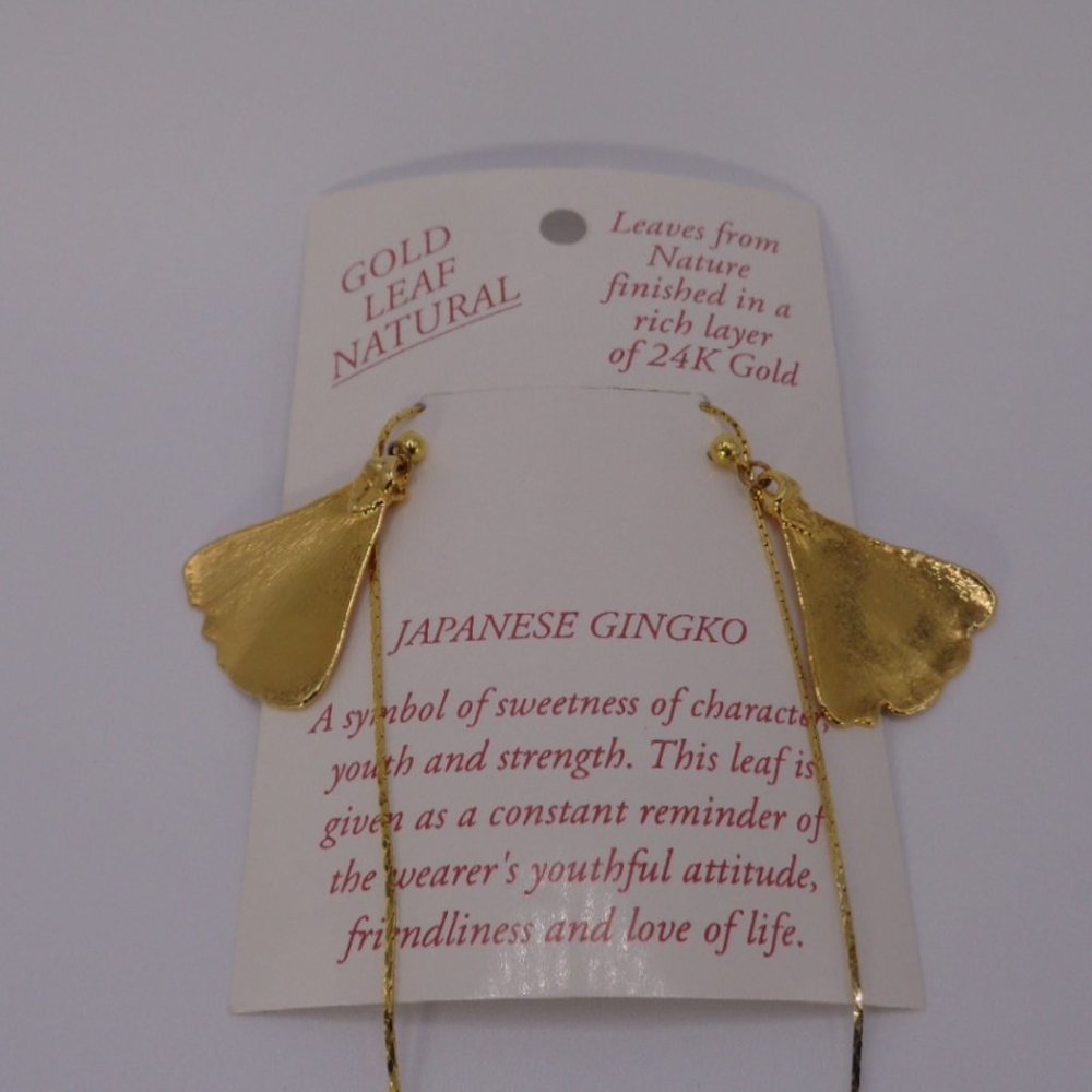 Set necklace and earings JAPANIZE GINKO 24k Gold Plated